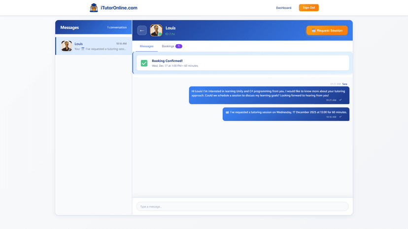 iTutorOnline Booking Process